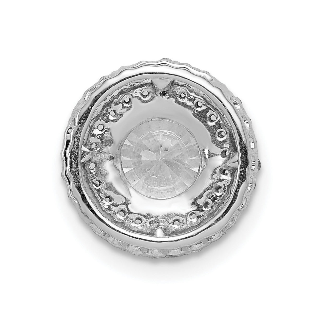 6.5mm Center 1/4ct Diamond Semi-mount Chain Slide Charm Pendant in Real 14k White Gold