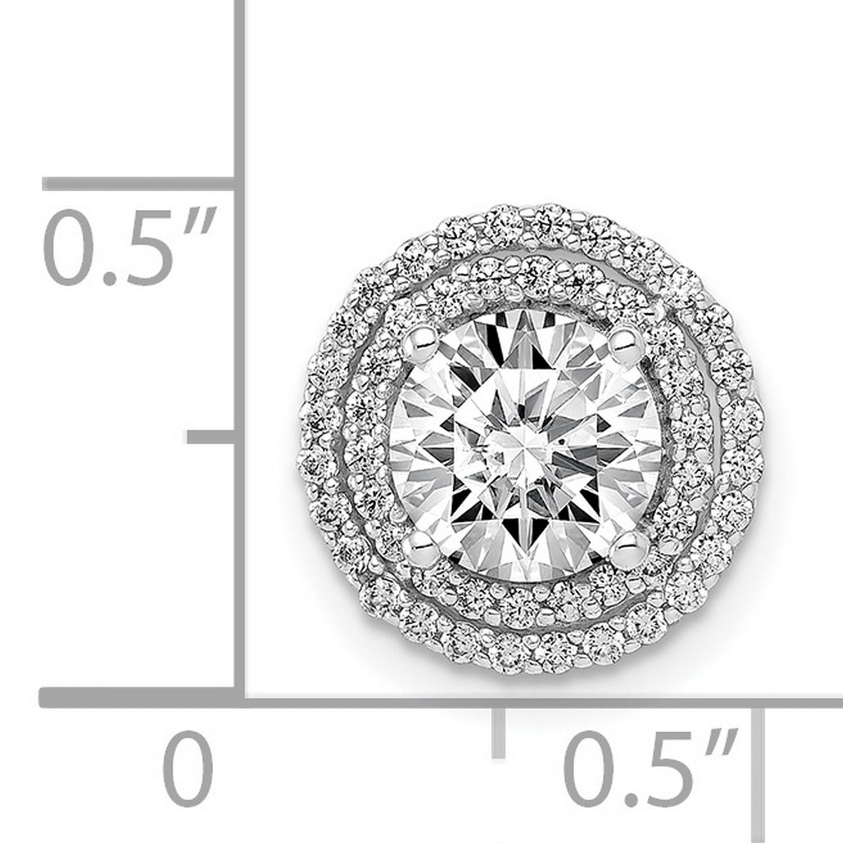 6.5mm Center 1/4ct Diamond Semi-mount Chain Slide Charm Pendant in Real 14k White Gold