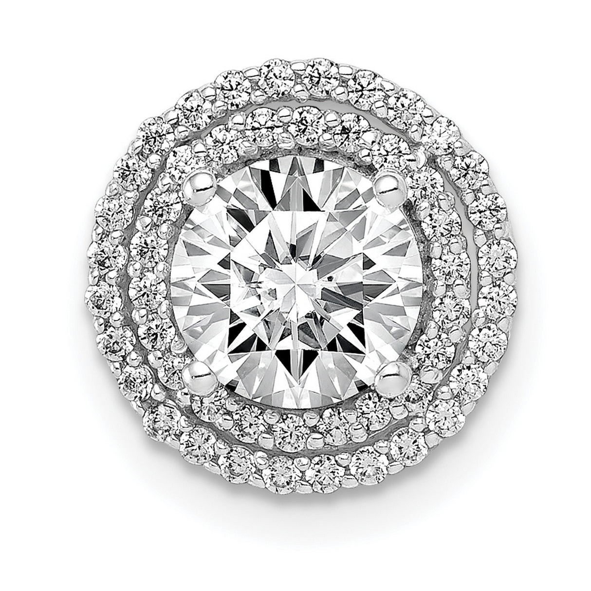 6.5mm Center 1/4ct Diamond Semi-mount Chain Slide Charm Pendant in Real 14k White Gold