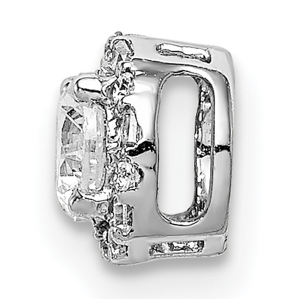 4.1mm Center 1/20ct Diamond Semi-mount Chain Slide Charm Pendant in Real 14k White Gold