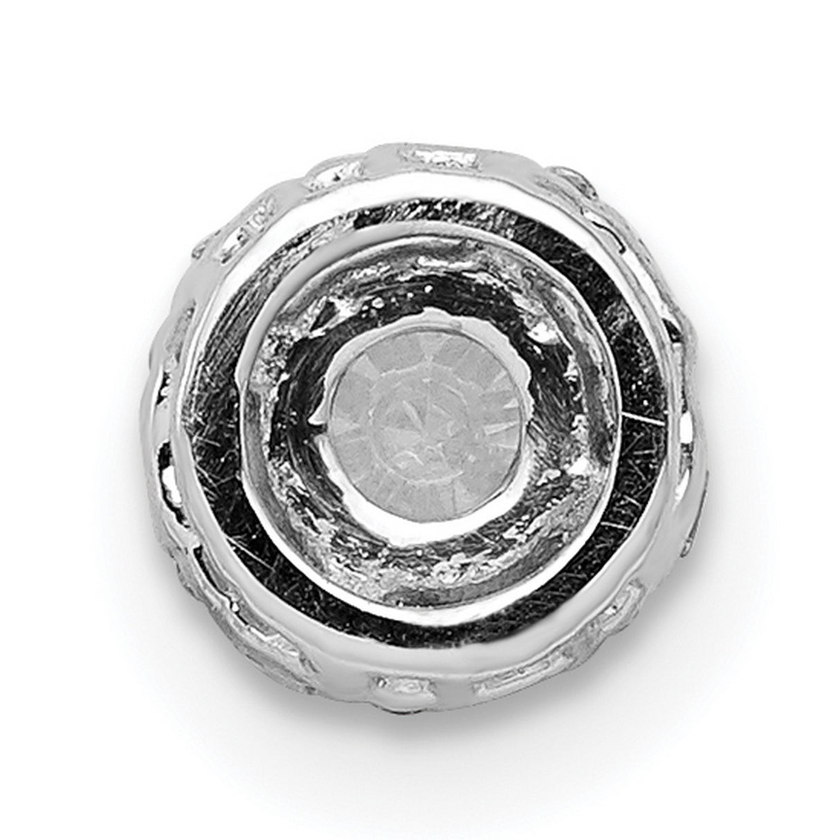 4.1mm Center 1/20ct Diamond Semi-mount Chain Slide Charm Pendant in Real 14k White Gold