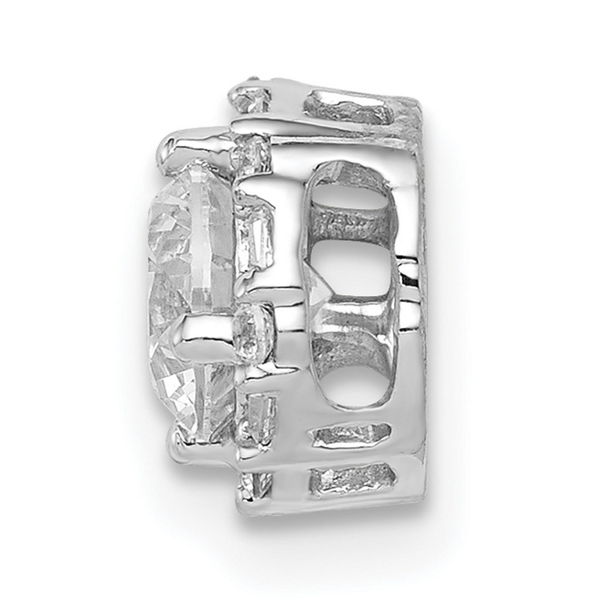 5.2mm Center 1/10ct Diamond Semi-mount Chain Slide Charm Pendant in Real 14k White Gold