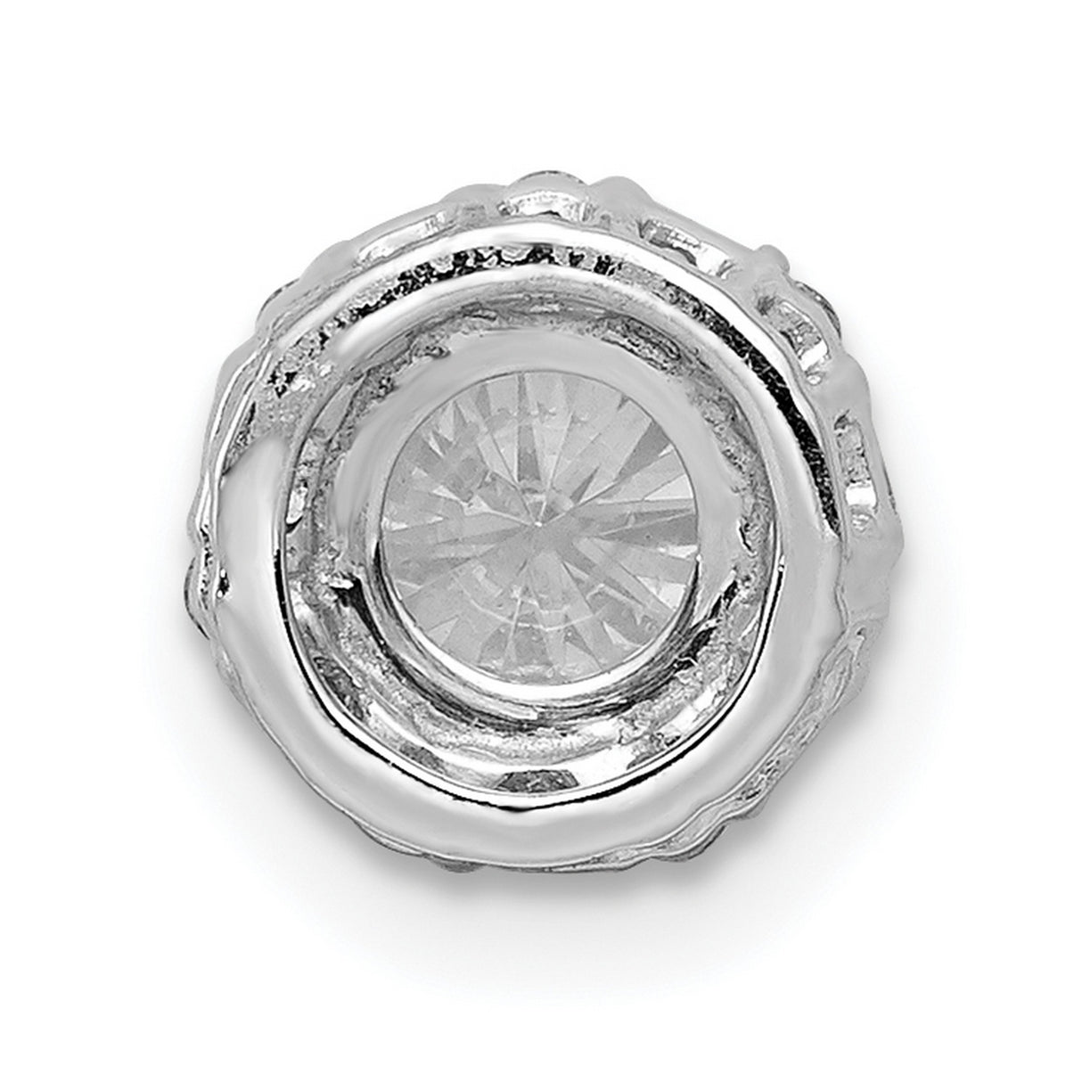 5.2mm Center 1/10ct Diamond Semi-mount Chain Slide Charm Pendant in Real 14k White Gold