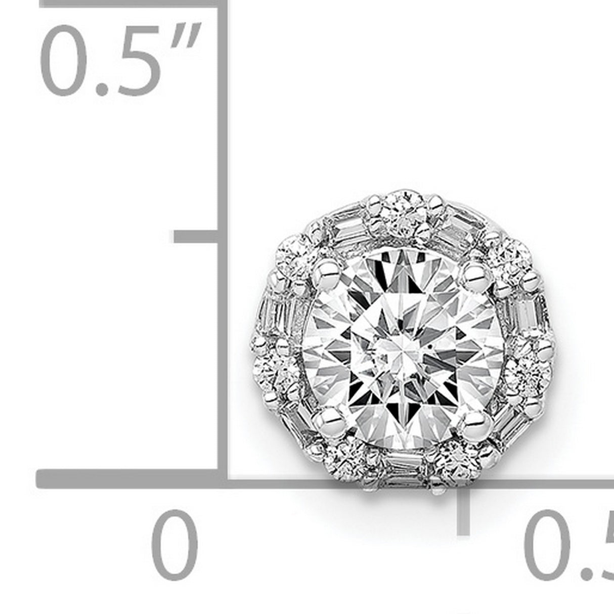 5.2mm Center 1/10ct Diamond Semi-mount Chain Slide Charm Pendant in Real 14k White Gold