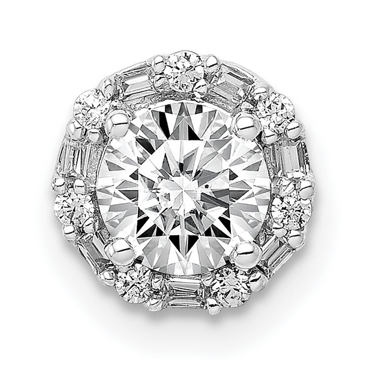 5.2mm Center 1/10ct Diamond Semi-mount Chain Slide Charm Pendant in Real 14k White Gold