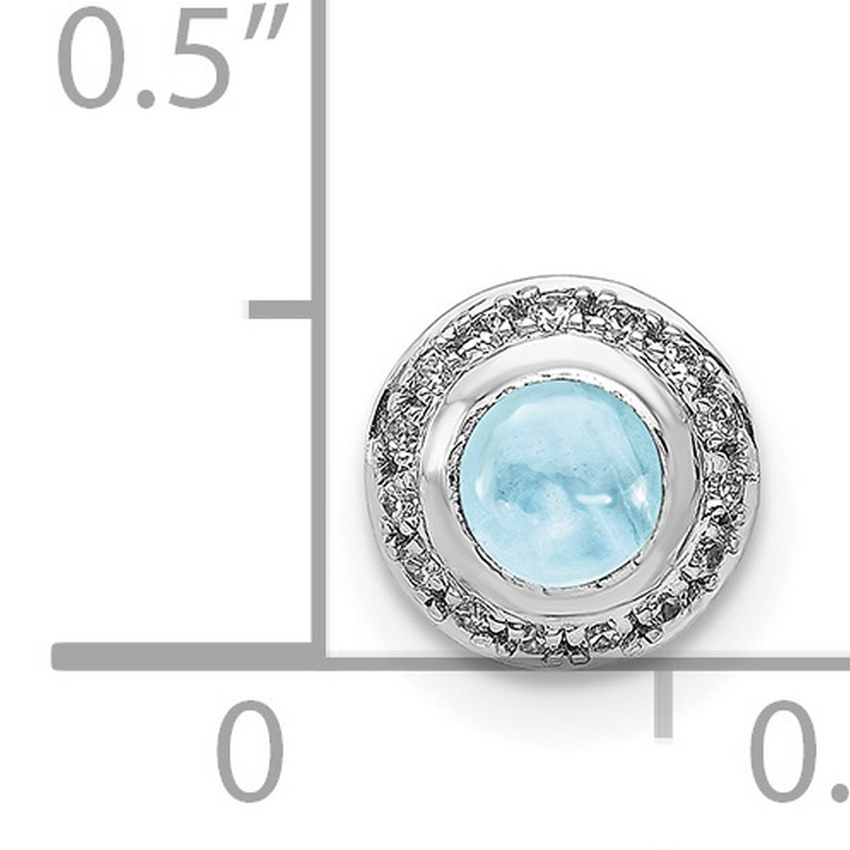 14k White Gold Pendant with Aquamarine and Diamond Halo, Circular Design for Women