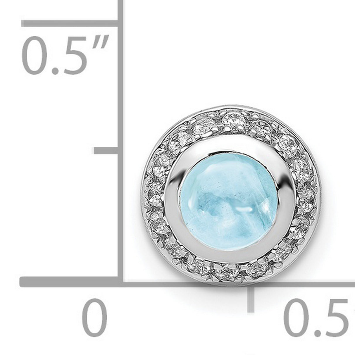 14k White Gold Pendant with Aquamarine and Diamond, Round Halo Design