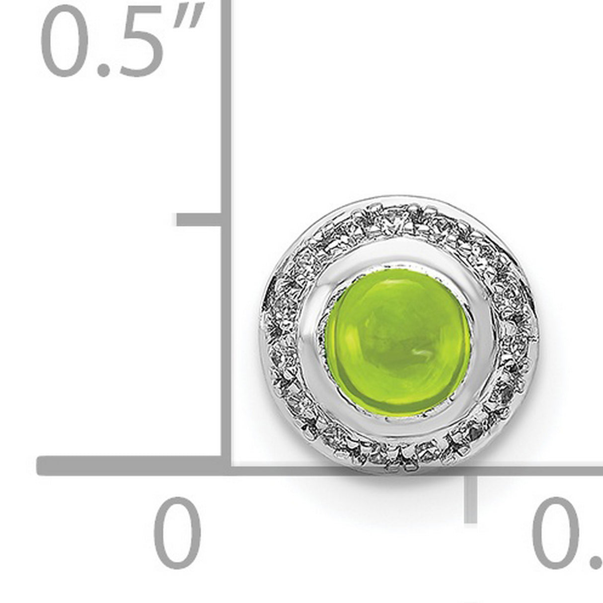 14k White Gold Peridot Pendant with Diamond Accents, Halo Design, August Birthstone for Women