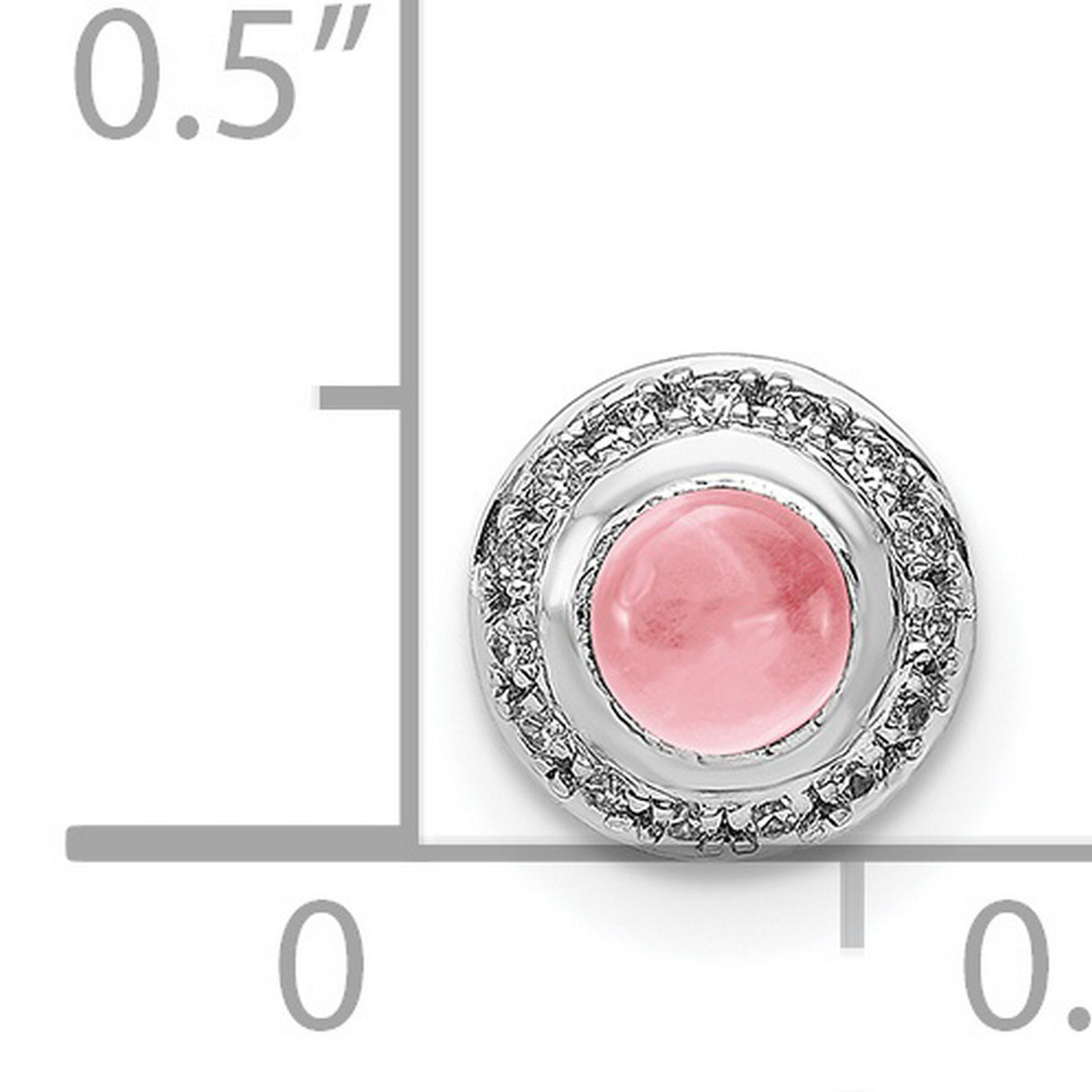 14k White Gold Pendant with Pink Tourmaline Center and Diamond Halo Design