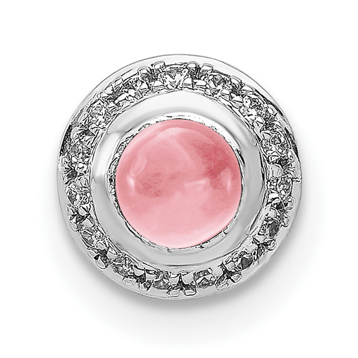 14k White Gold Pendant with Pink Tourmaline Center and Diamond Halo Design