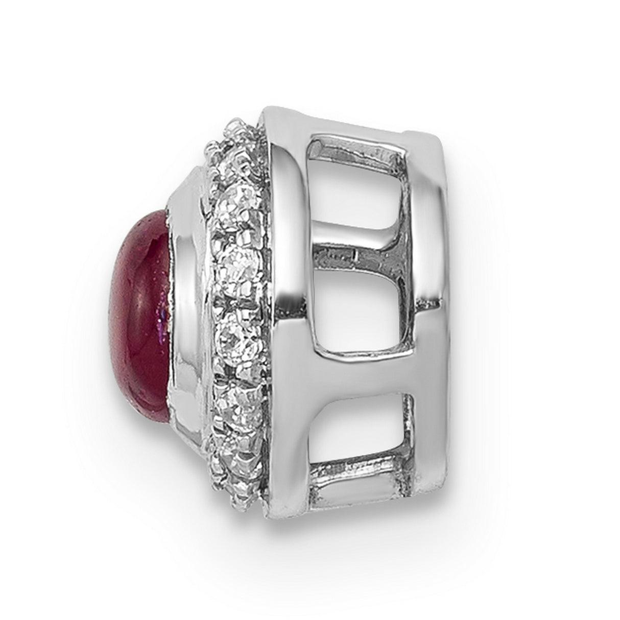 14k White Gold Ruby and Diamond Halo Stud Earrings for Women