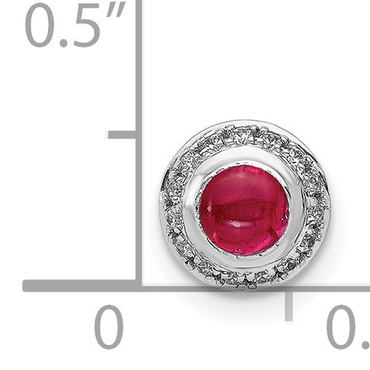 14k White Gold Ruby and Diamond Halo Stud Earrings for Women
