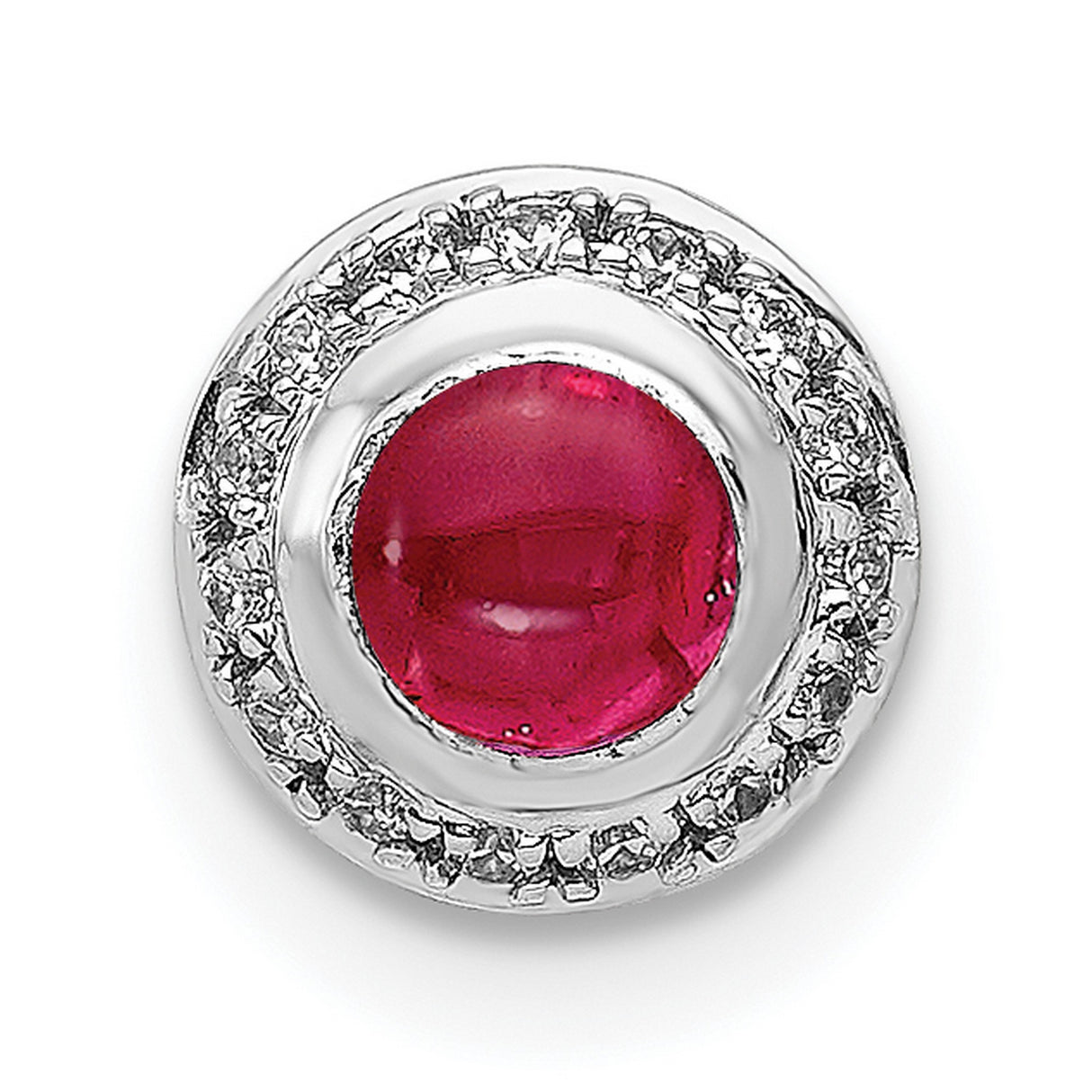 14k White Gold Ruby and Diamond Halo Stud Earrings for Women