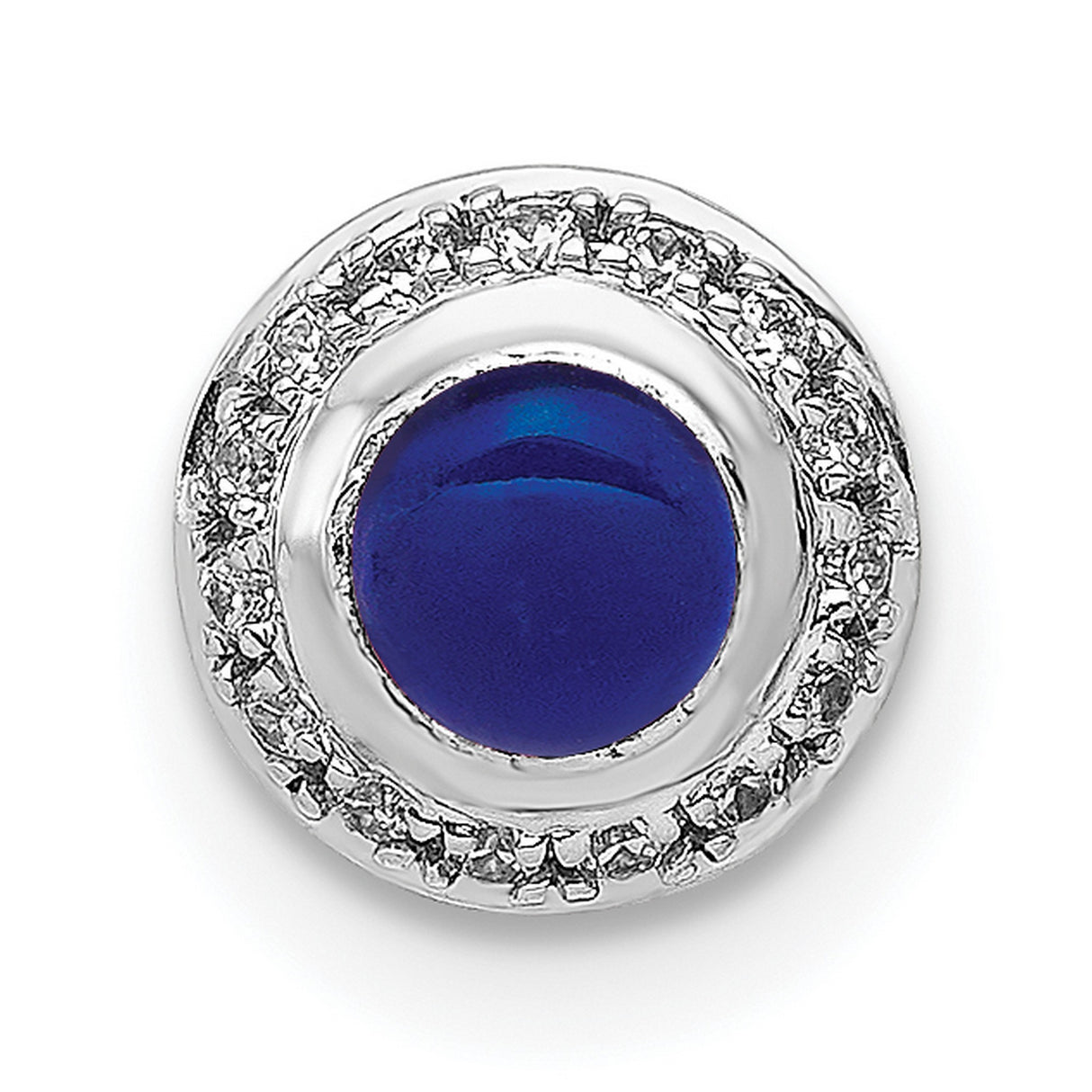 14k White Gold Pendant with Lapis Lazuli and Diamond Halo Accents