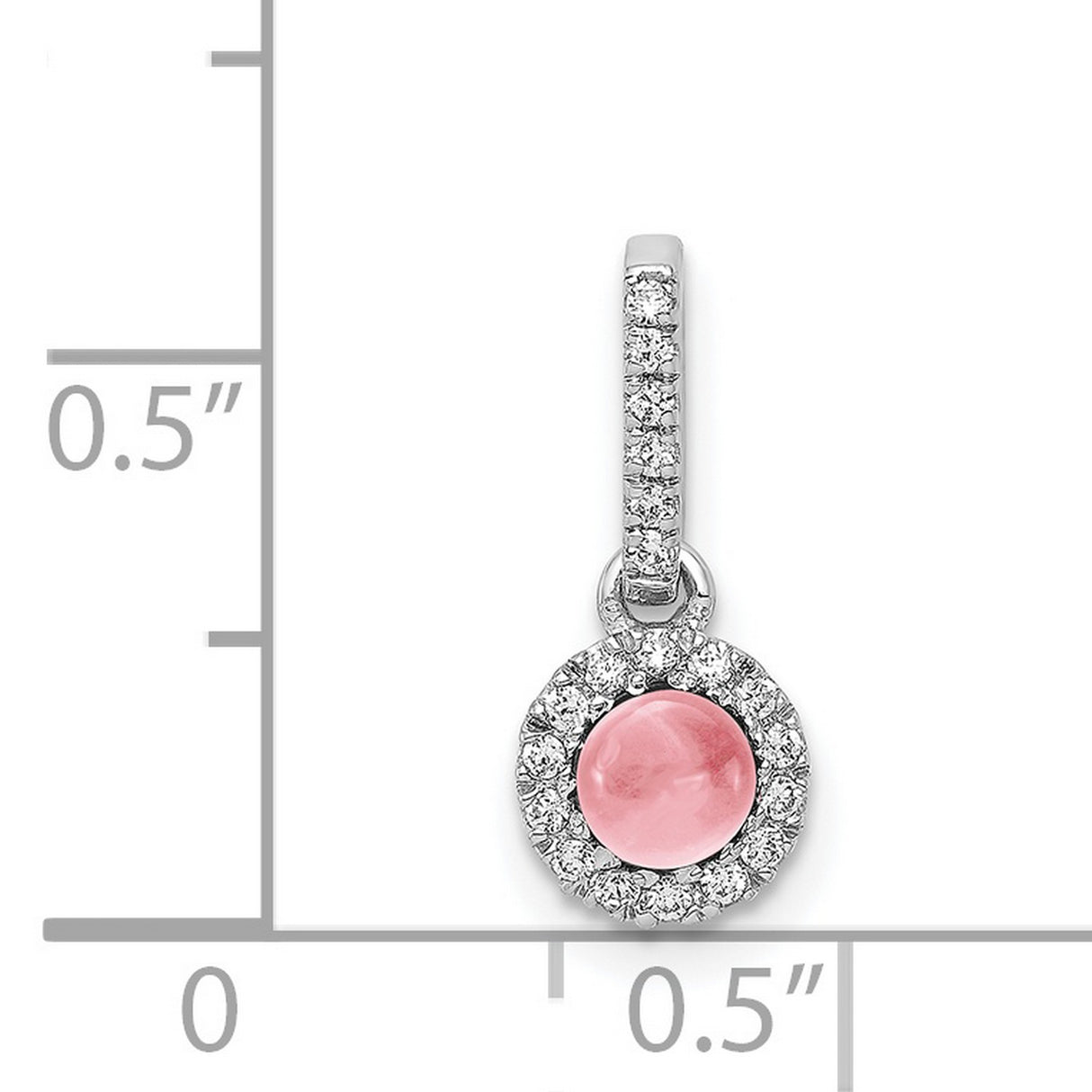 14k White Gold Pendant with Pink Tourmaline and Diamond Halo Design