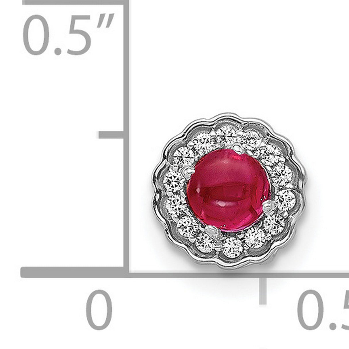 14k White Gold Ruby Stud Earrings with Diamond Halo in Floral-Inspired Setting