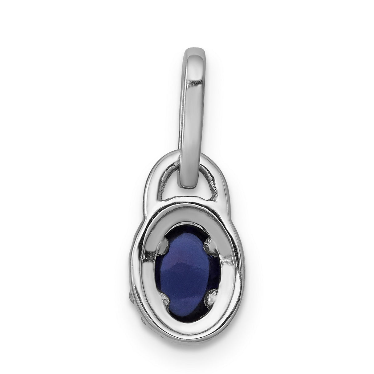 Halo Diamond and Cabochon Sapphire Charm Pendant in Real 14k White Gold