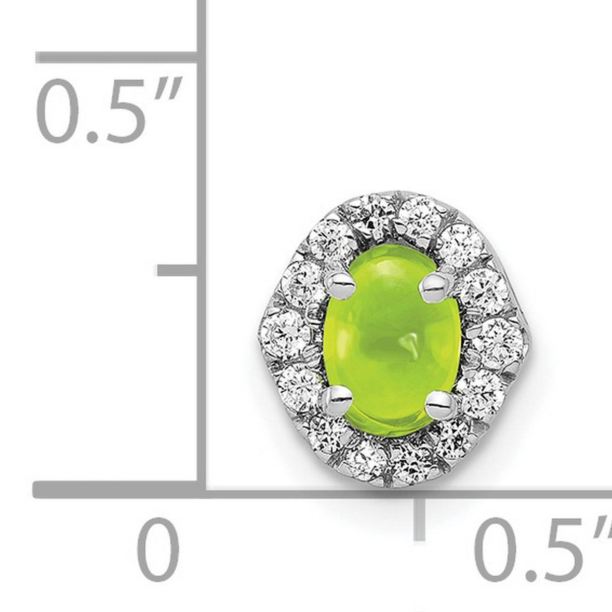 Diamond and Cabochon .78 Peridot Chain Slide Charm Pendant in Real 14k White Gold
