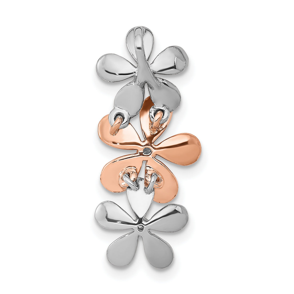 14k Two-Tone Gold Floral Pendant with Diamond Accents, Three-Dimensional Flowers