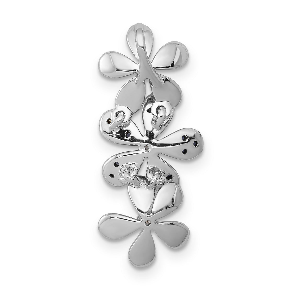 14k White Gold Floral Pendant with Diamond, Three Flower Design, Nature Inspired Jewelry for Women