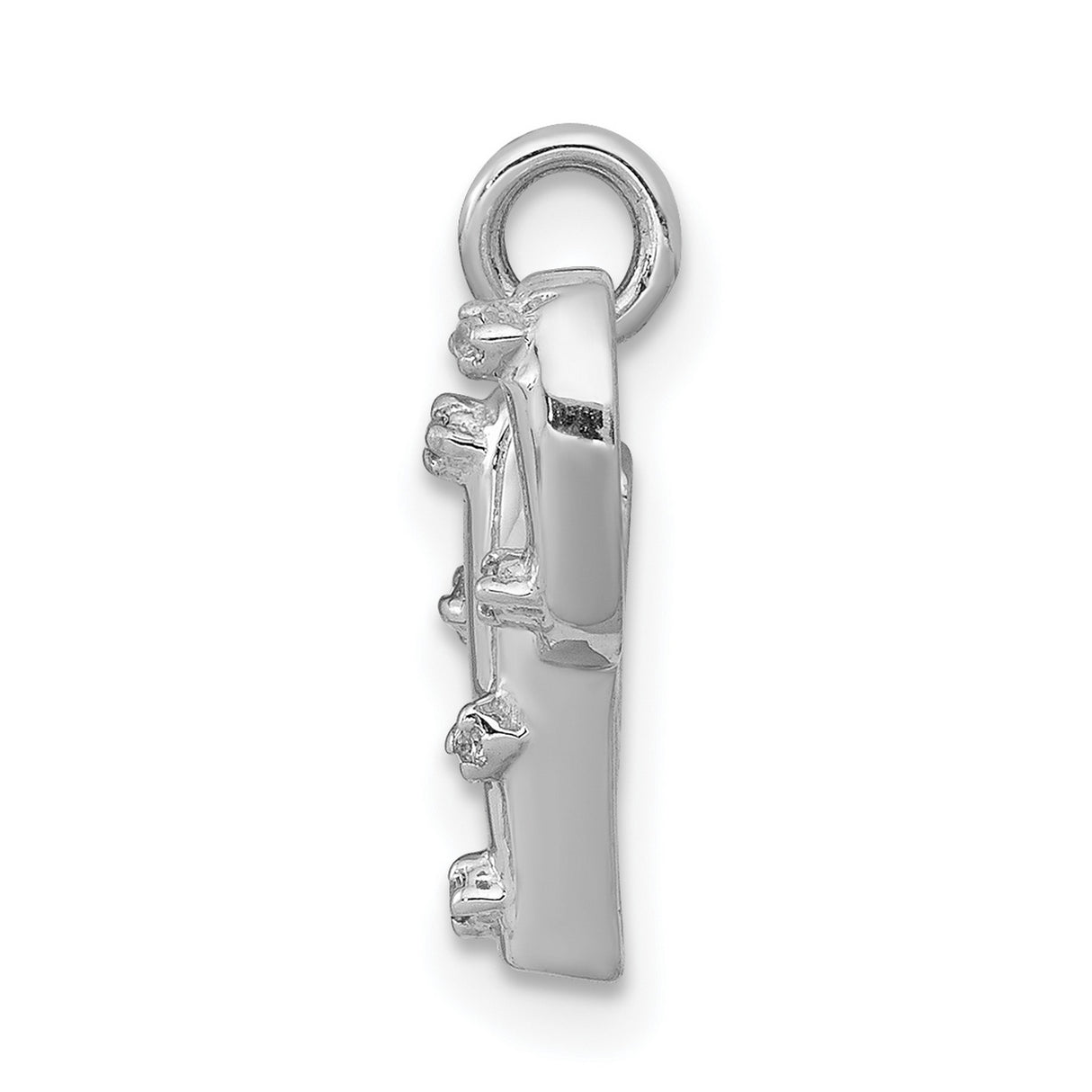 14k White Gold Cactus Pendant with Diamond Accents, Desert Theme Minimalist Jewelry for Women