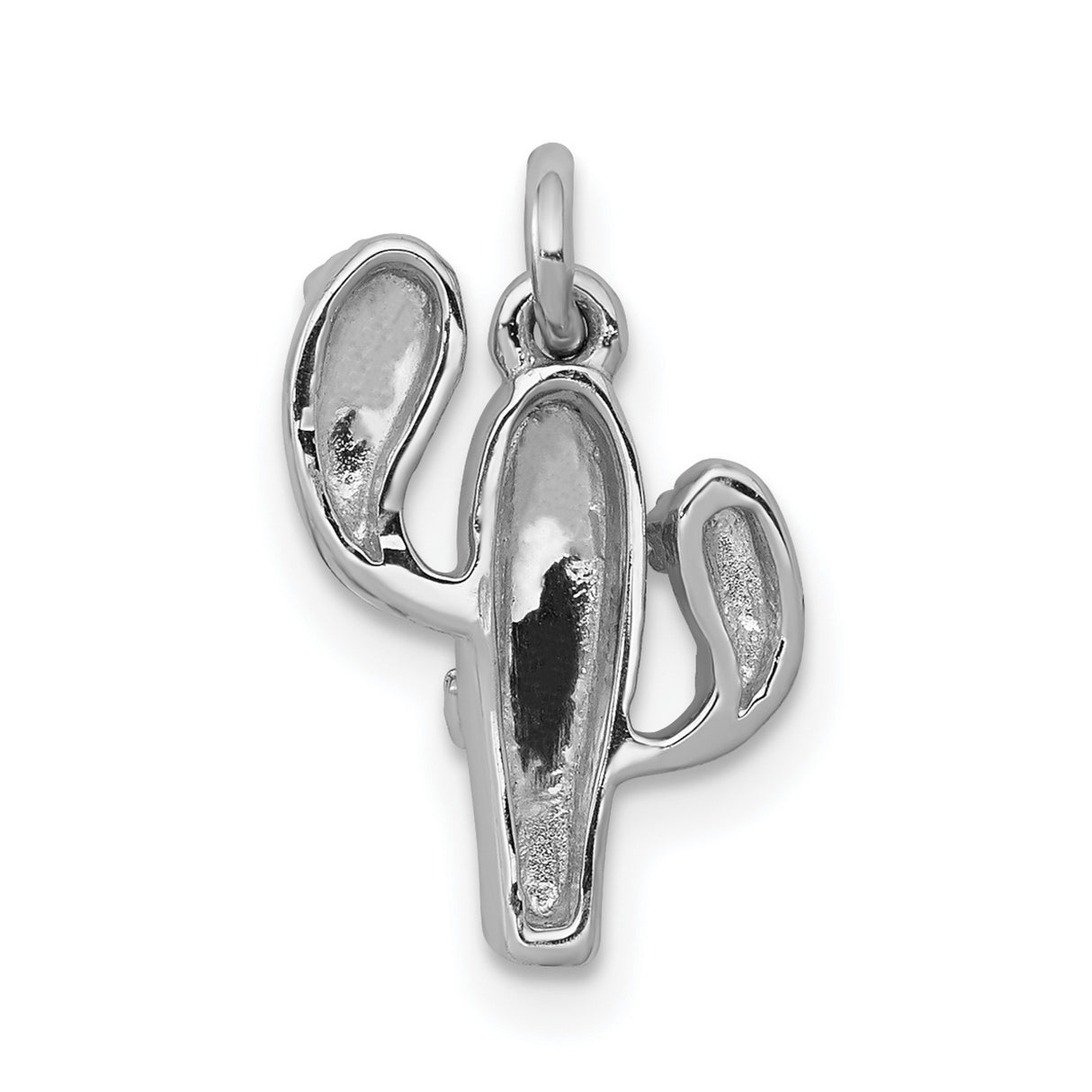 14k White Gold Cactus Pendant with Diamond Accents, Desert Theme Minimalist Jewelry for Women