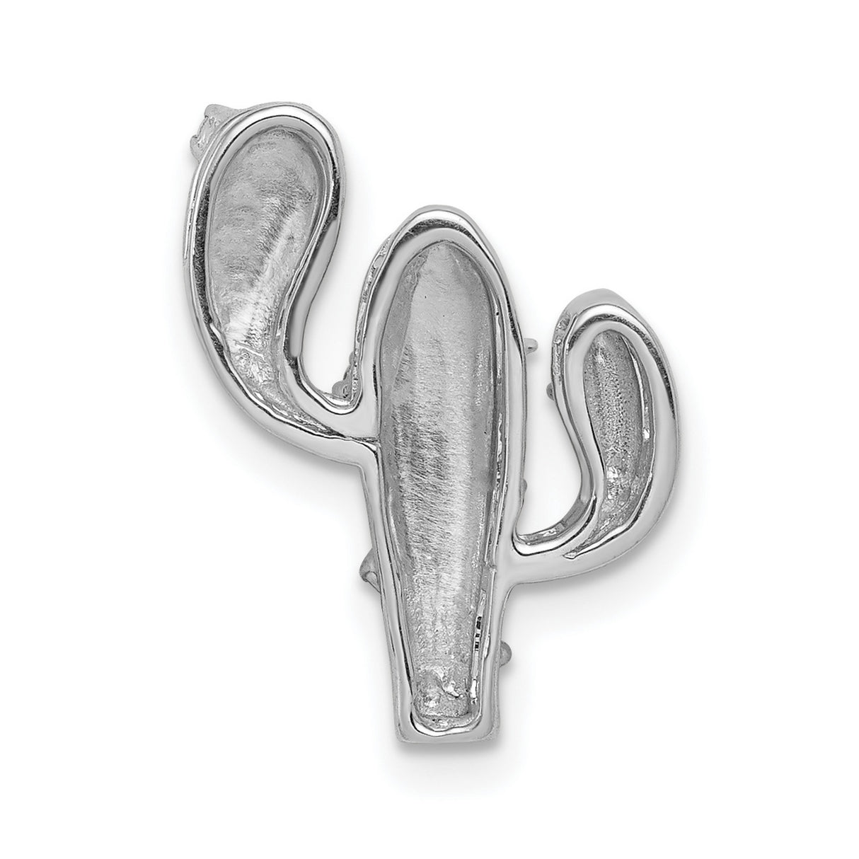 14k White Gold Cactus Pendant with Diamond Accents, Botanical Nature Charm for Women