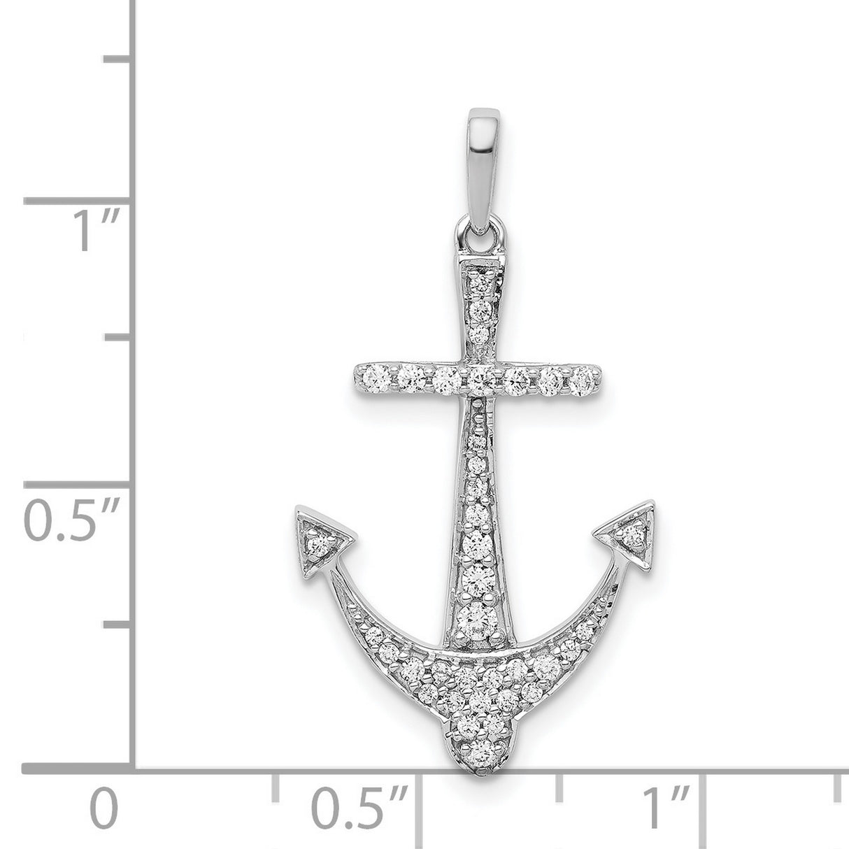 14k White Gold Anchor Cross Pendant with Diamond, Nautical Faith Symbol for Women