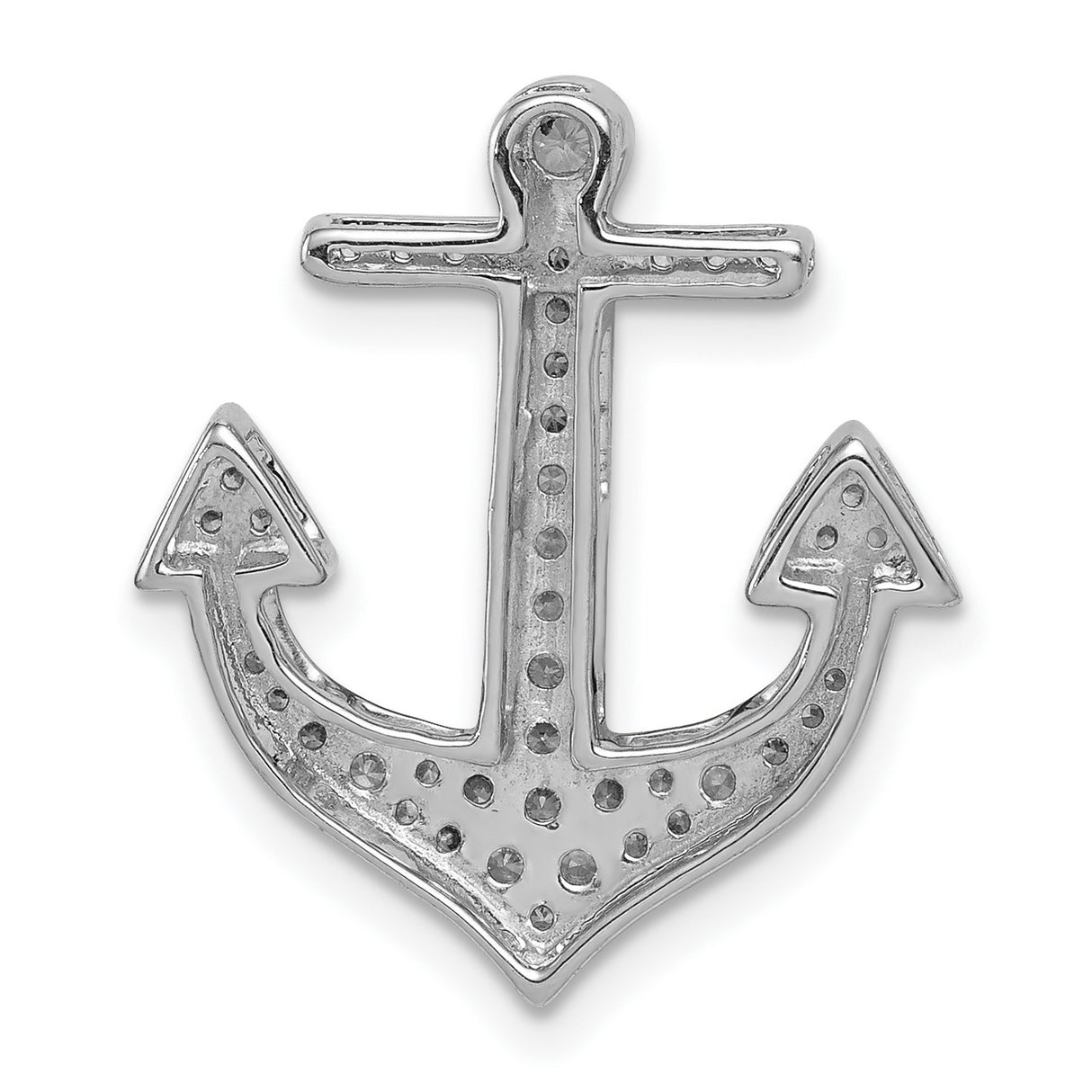 14k White Gold Anchor Pendant with Diamonds, Nautical Design, Spiritual Symbol
