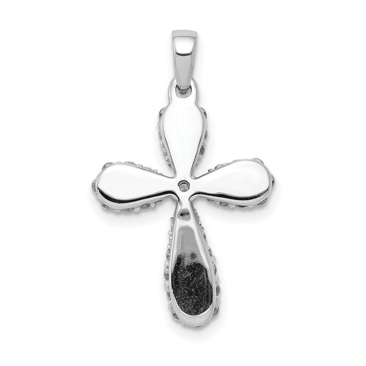 14k White Gold Diamond Cross Pendant, Modern Polished Religious Jewelry for Men and Women