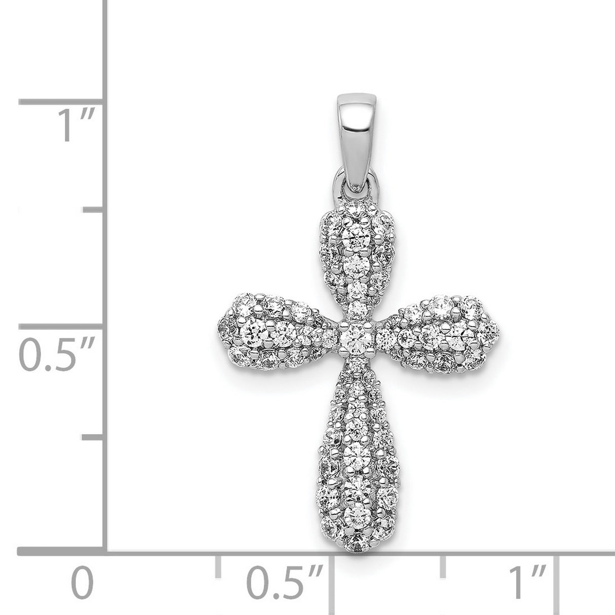 14k White Gold Diamond Cross Pendant, Modern Polished Religious Jewelry for Men and Women