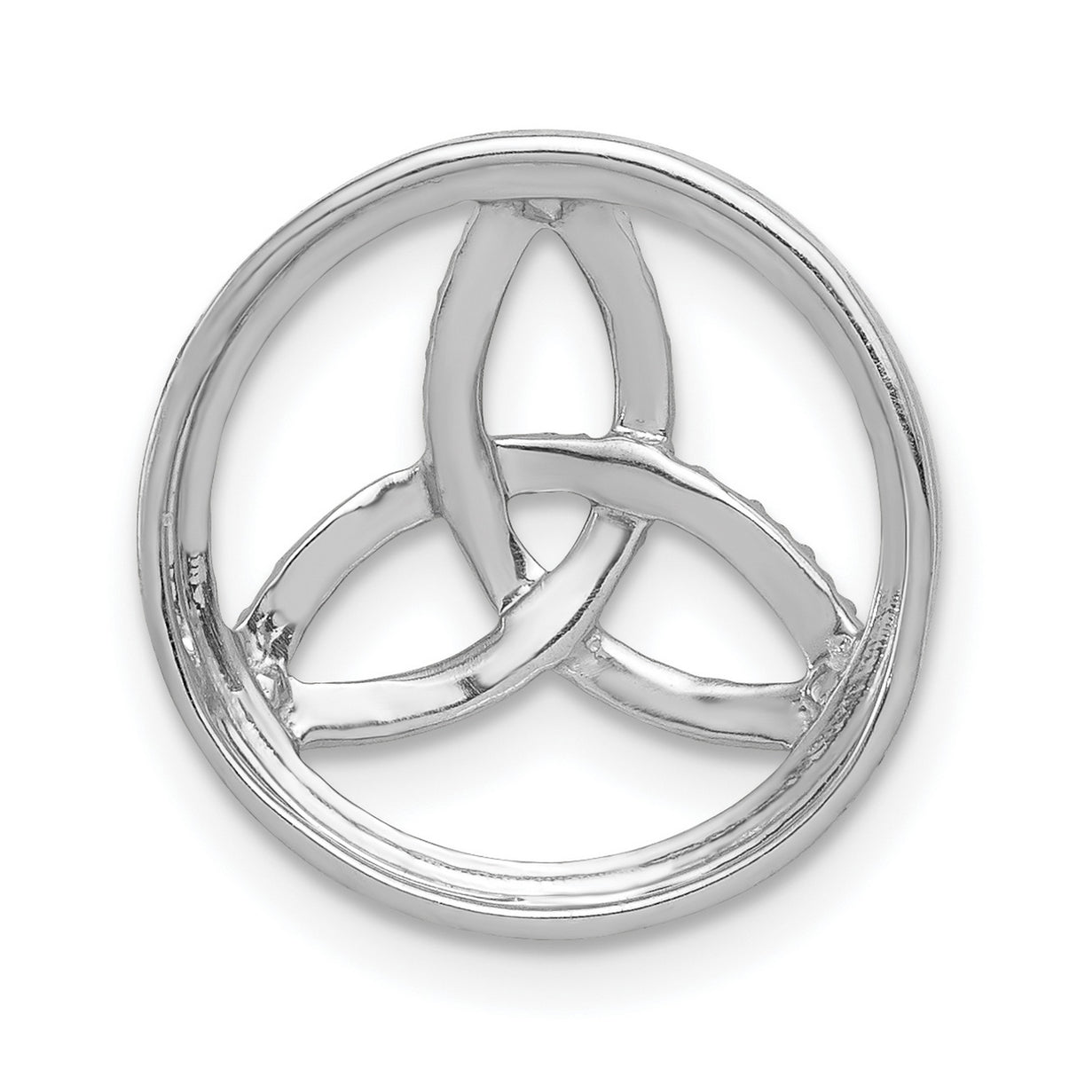 14k White Gold Celtic Trinity Pendant with Diamond Accent, Circle Knot Symbol