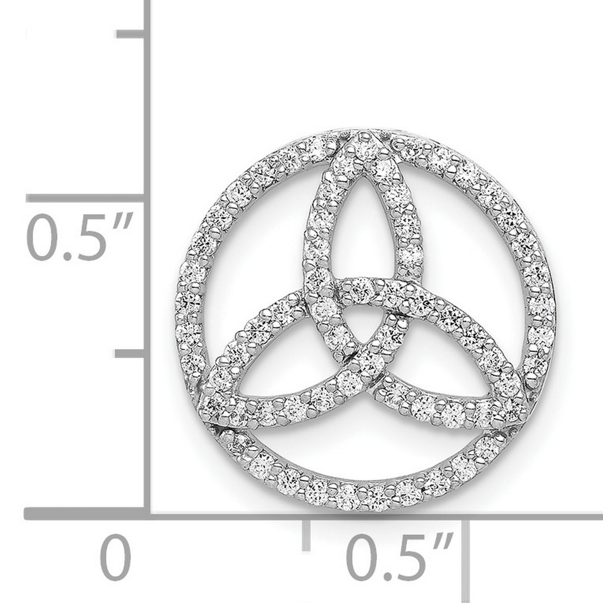 14k White Gold Celtic Trinity Pendant with Diamond Accent, Circle Knot Symbol