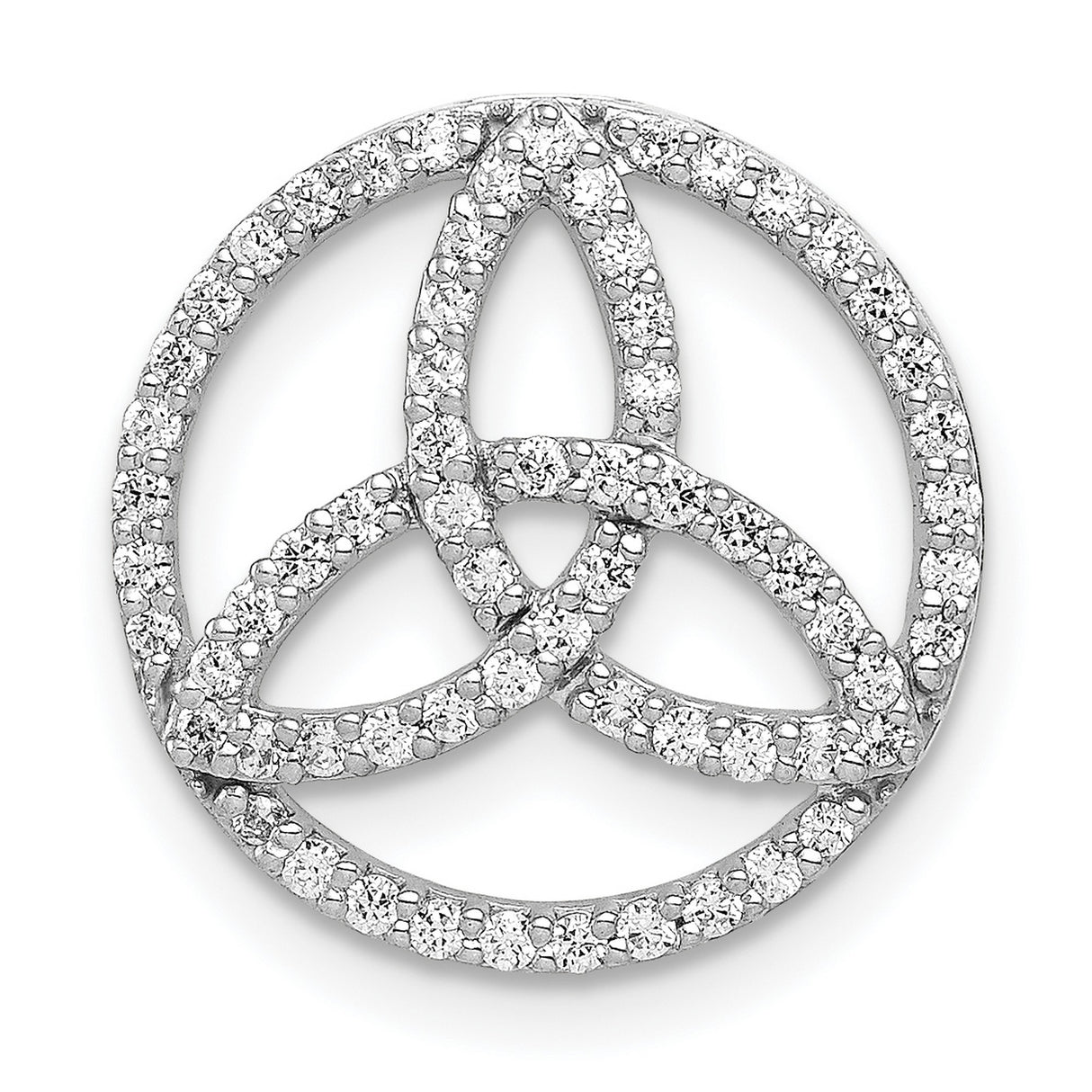 14k White Gold Celtic Trinity Pendant with Diamond Accent, Circle Knot Symbol