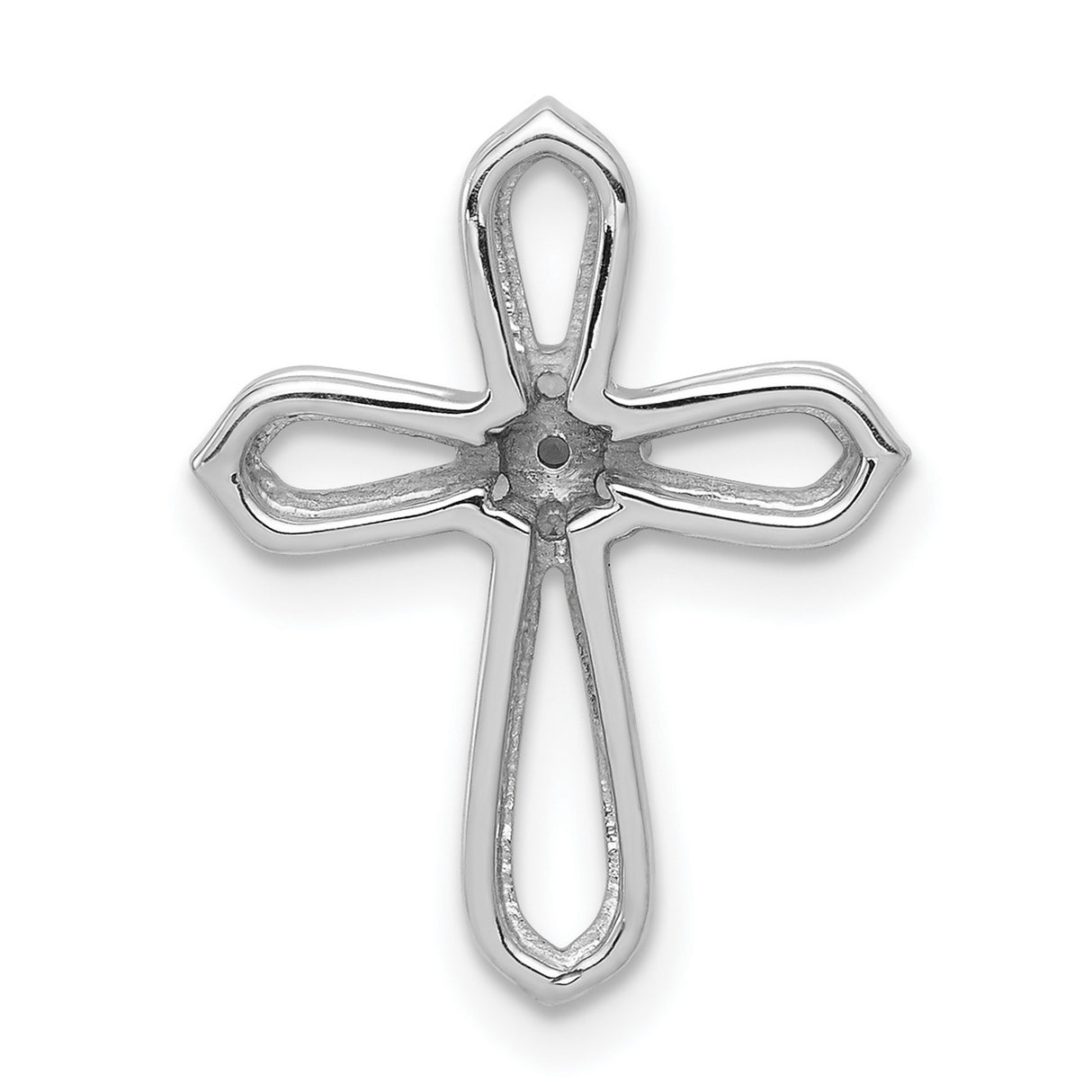 14k White Gold Diamond Cross Pendant with Tapered Arms and Open Design