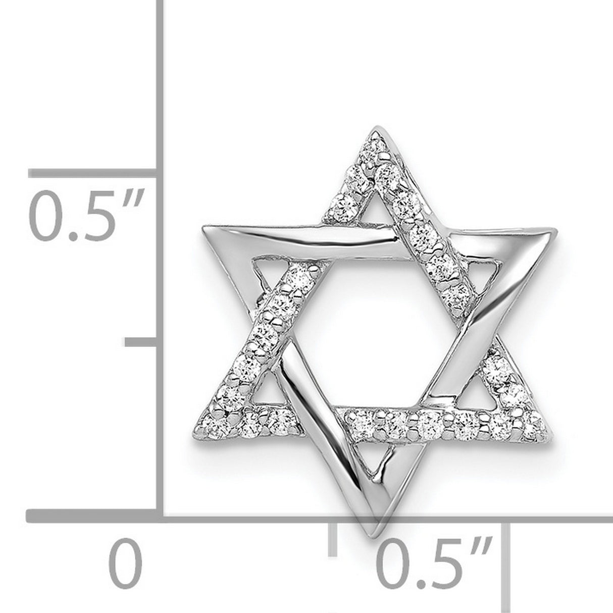 14k White Gold Star of David Pendant with Interlocking Triangles and Diamond Accents