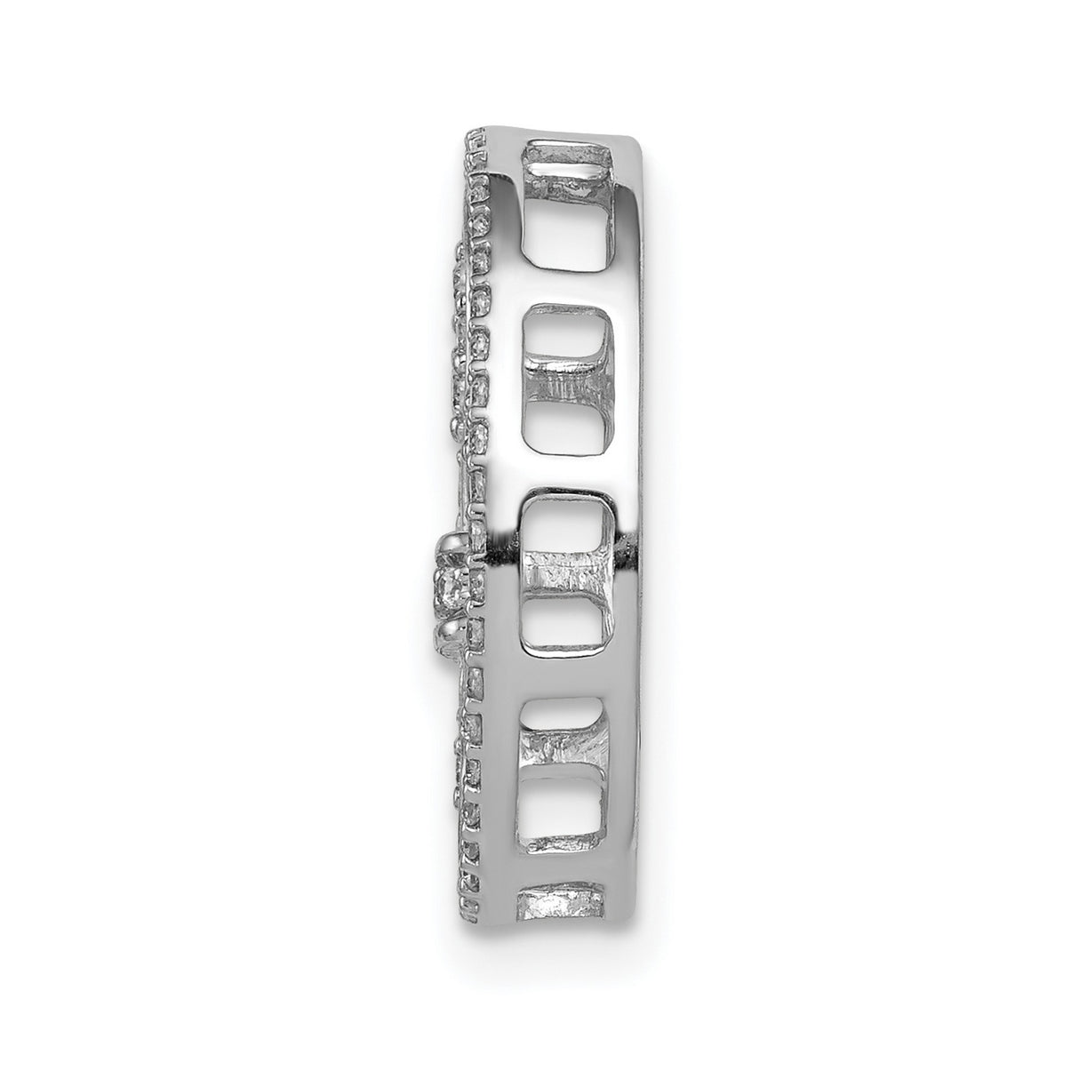 14k White Gold Diamond Fleur-de-Lis Pendant with Oval Frame, Christian French Heritage Jewelry