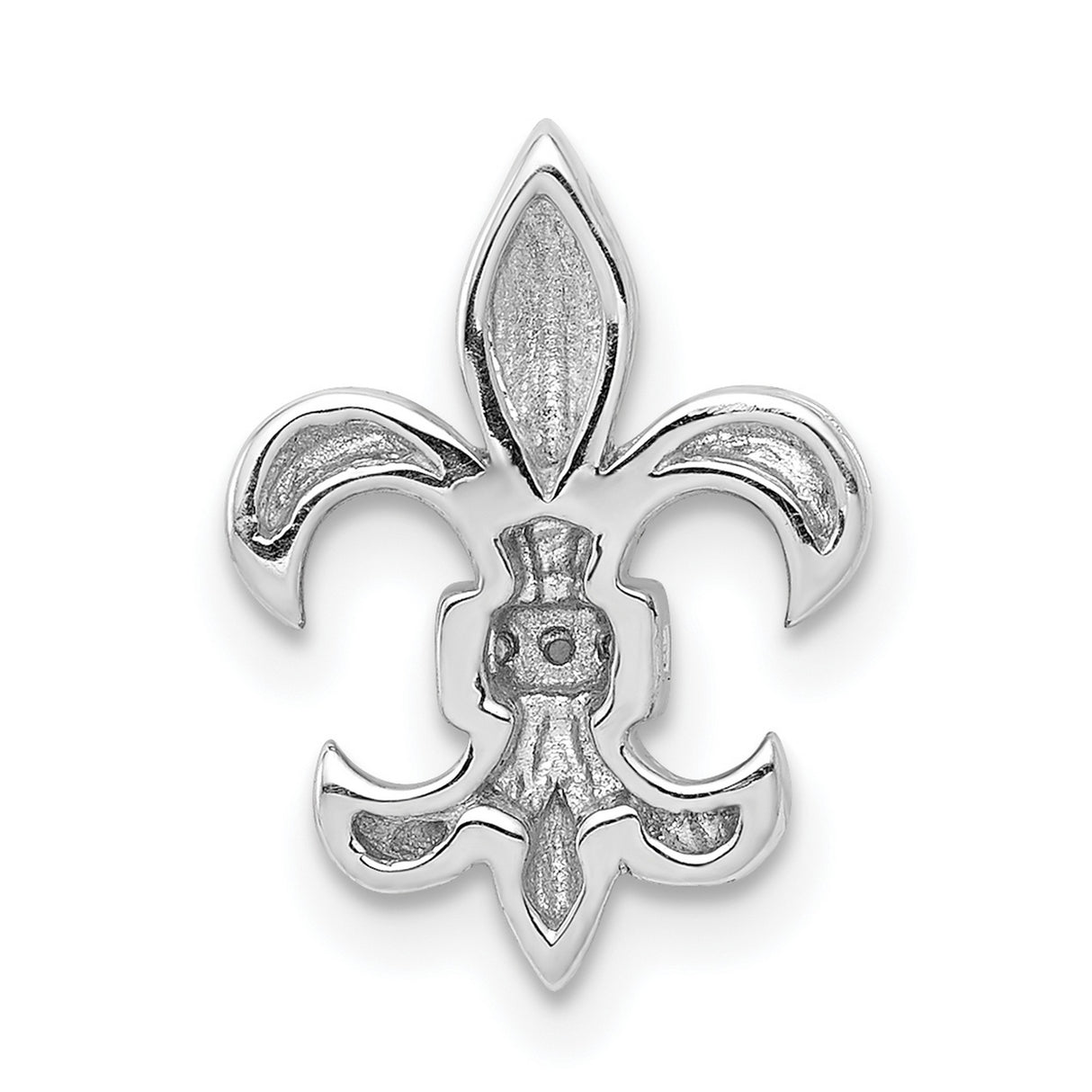 14k White Gold Fleur de Lis Pendant with Diamond Accents, French Symbol Charm
