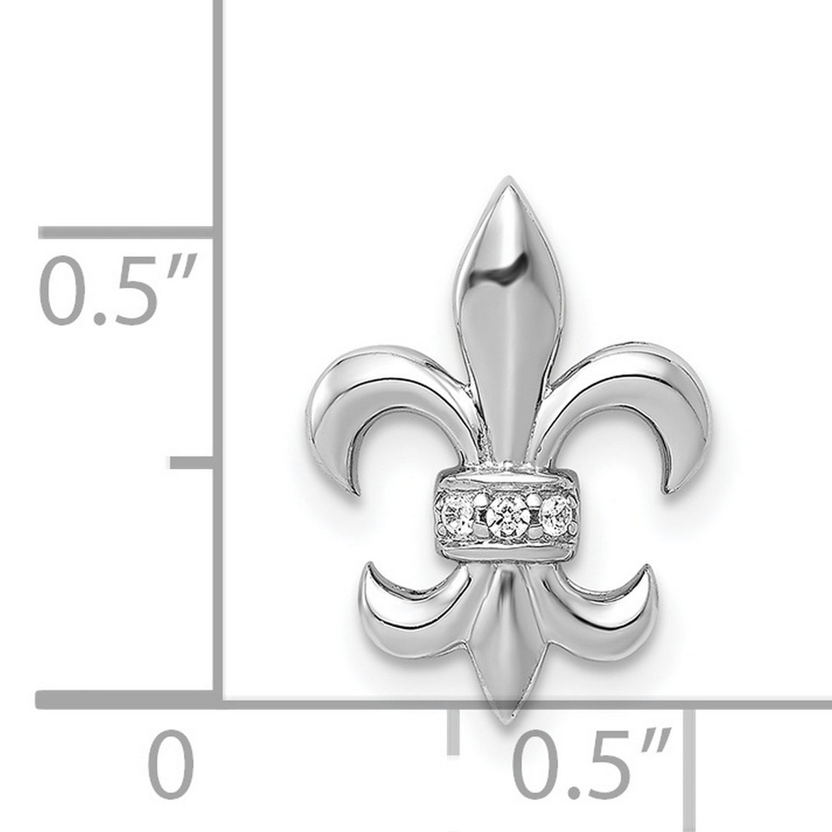 14k White Gold Fleur de Lis Pendant with Diamond Accents, French Symbol Charm