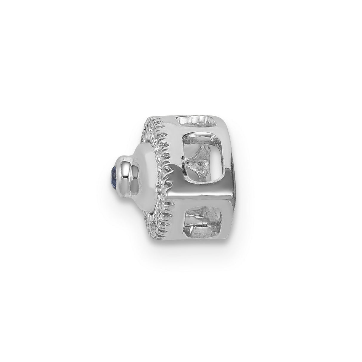 14k White Gold Evil Eye Pendant with Sapphire and Diamond, Marquise Spiritual Charm for Women