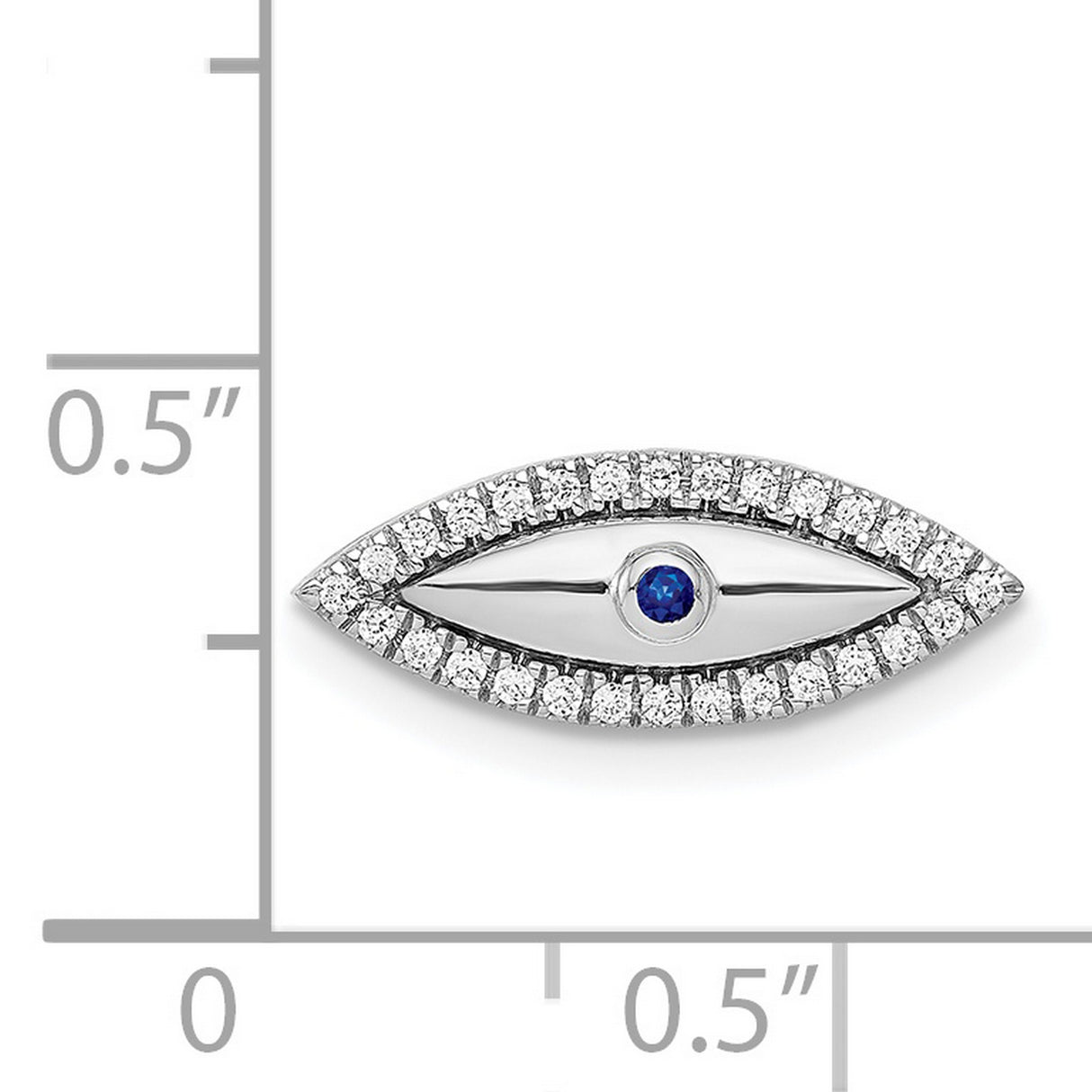 14k White Gold Evil Eye Pendant with Sapphire and Diamond, Marquise Spiritual Charm for Women