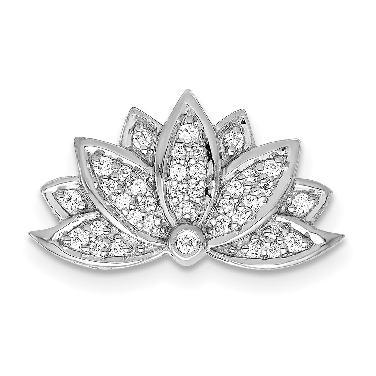 14k White Gold Lotus Flower Pendant with Diamond, Meditation and Yoga-Inspired Jewelry