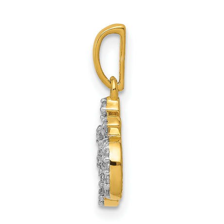 1/6ct Diamond Om Charm Pendant in Real 14k Yellow Gold