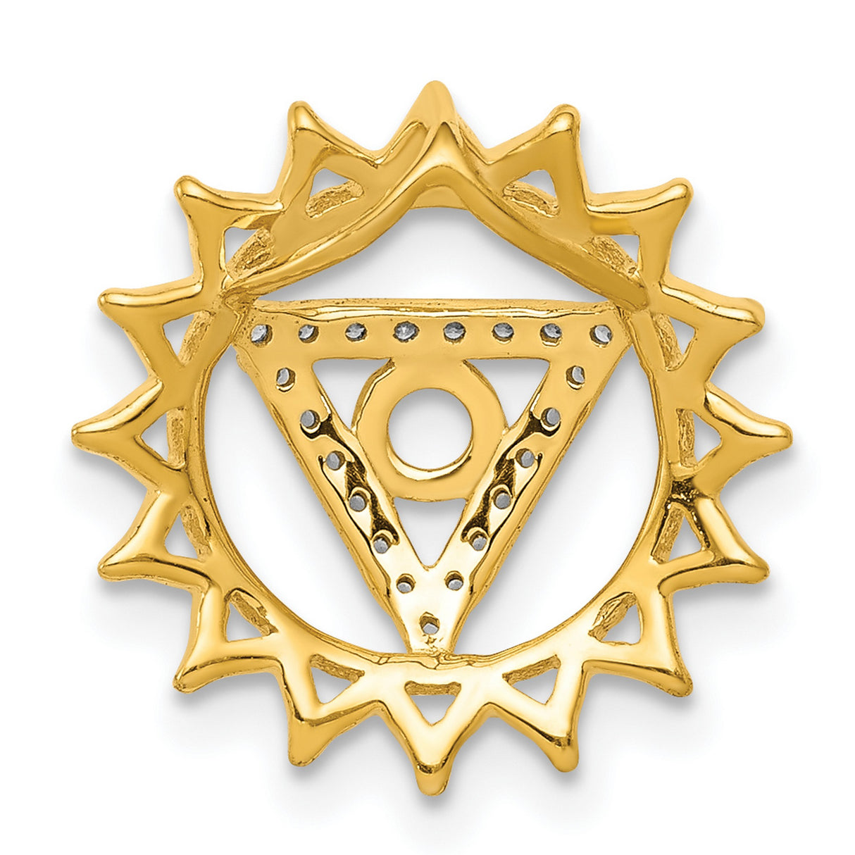 14k Yellow Gold Solar Plexus Chakra Pendant with Diamond Accents and Inner Circle Symbol