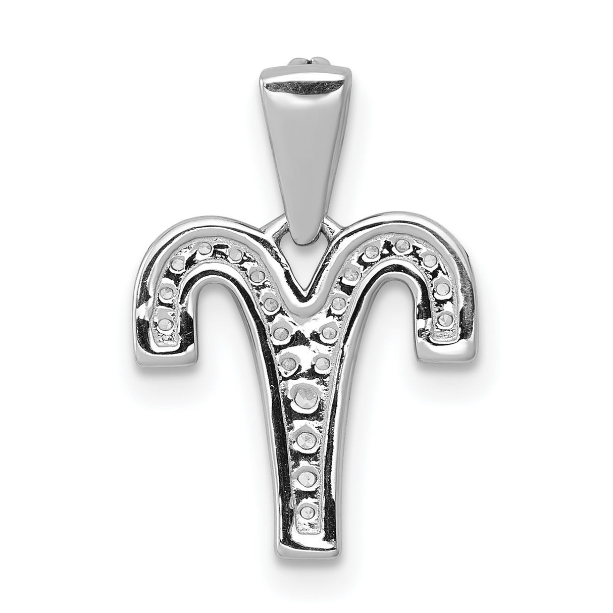 14k White Gold Aries Zodiac Pendant with Diamond Ram Symbol, Celestial Horoscope Charm for Women