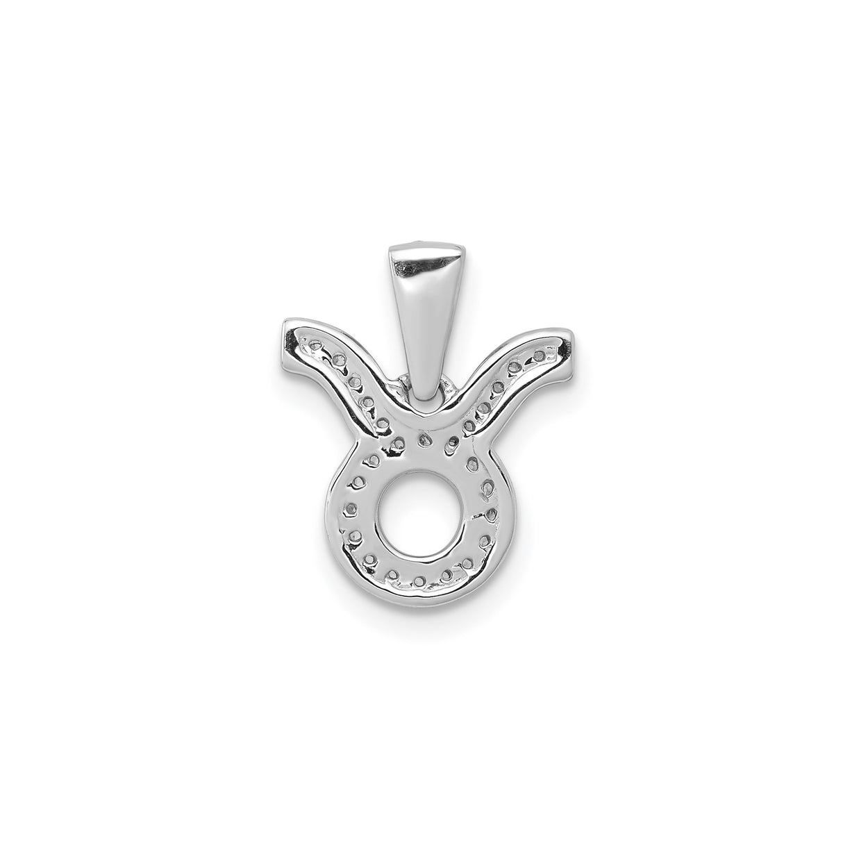 14k White Gold Taurus Zodiac Pendant with Diamond Accent, Astrology Medallion for Women