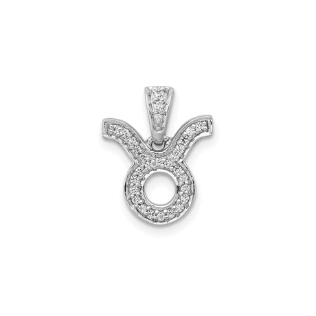 14k White Gold Taurus Zodiac Pendant with Diamond Accent, Astrology Medallion for Women