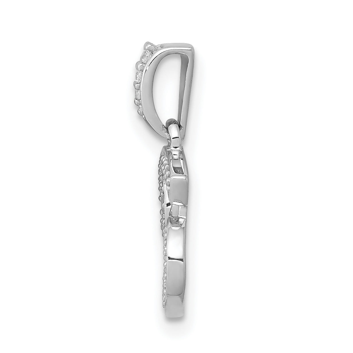 14k White Gold Cancer Zodiac Pendant with Diamond Accent, Astrology Horoscope Jewelry for Women