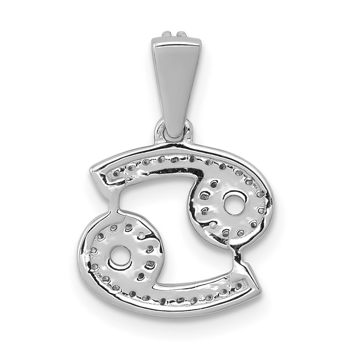 14k White Gold Cancer Zodiac Pendant with Diamond Accent, Astrology Horoscope Jewelry for Women