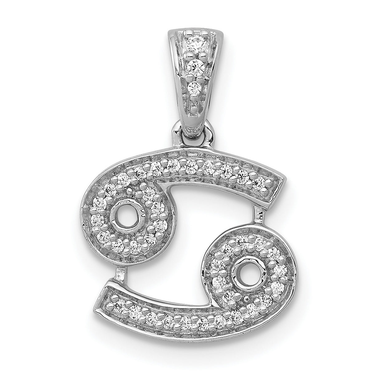 14k White Gold Cancer Zodiac Pendant with Diamond Accent, Astrology Horoscope Jewelry for Women